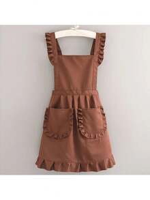 1pc Stylish Korean Apron, Waterproof And Stain Resistant, Apron Cute Lace Skirt Apron,Black Stain Resistant Apron,Sleeveless Apron,For ,Home, Kitchen,Nail Shop,Cooking, Baking, Nail Salon, Women Work Uniform,Coffee Smock,Home Cooking Clean Sleeveless Bib Apron