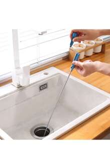 1pc Steel Wire Drain Cleaner, Bathroom Pipe Cleaning Tool, Flexible Steel Wire Sink Drain Clog Remover, Toilet Blockage Unclogging Manual Plunger, Spring Drain Cleaning Tool, Manual Drain Unclogger - Silver - View 5