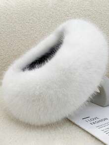 1pc Autumn/Winter Plush Solid Beanie Hat, Thickened Faux Fur Trim Warm Hat With Loop, Women - Multicolor - View 7