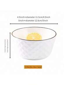 1pc/2pcs/4pcs Rose Diamond Patterned Ceramic Bowl, 4.5in/5in Pasta/Soup Bowl, Deep Ceramic Bowl, Microwave , Luxury Nordic Style Diamond Black Line Design