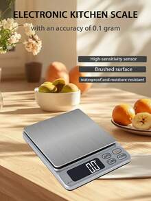 Digital Kitchen Scale, Multi-Unit Electronic Scale, High-Precision Sensor Electronic Scale, 3.0Kg Range/0.1g Accuracy, Compact Measuring Scale, Automatic Shut-Off Function, Multi-Purpose, With One-Touch Tare, One-Touch Unit Conversion, No Manual Calculation Required, Battery-Powered (Batteries Not Included)