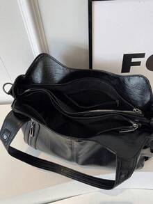 Nuova borsa a spalla multifunzionale di moda classica, in colore unito, in tessuto PU retrò con grande capacità, con cerniera, progettata per le donne, adatta per lo shopping e i viaggi, nuovi arrivi di borse a tracolla per donna