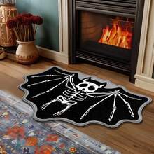 VIKAMA Alfombra decorativa en forma de Halloween, tela de araña negra, fantasma, gótico, reposapiés para entrada de baño, alfombra lavable resistente a la suciedad - K-SJR 9 - Ver 1