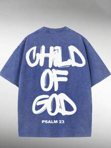 'Son Of God' Print T-Shirts For Men And Women, 100% Washed Cotton, Cotton T-Shirt, Gift Idea, Y2K Clothing, Funny Print T-Shirt For Unisex, Streetwear - 粉色 - 查看 9