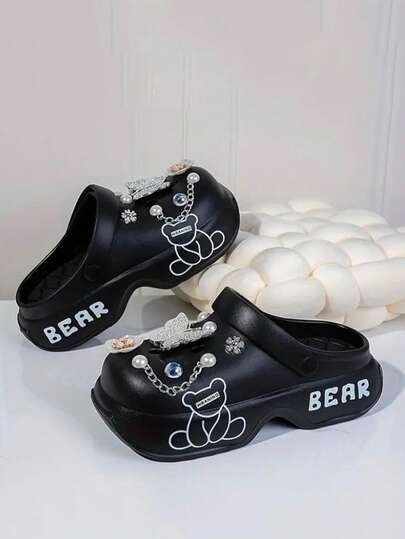 صنادل نسائية مفرغة مزينة بسلسلة فضية بشكل فراشة وخرز، صنادل كاجوال خفيفة الوزن وقابلة للتنفس، مناسبة للاستخدام الداخلي والخارجي، المدرسة، المواعيد، السفر، أحذية شاطئ ذات نعل سميك