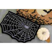 VIKAMA Alfombra decorativa en forma de Halloween, tela de araña negra, fantasma, gótico, reposapiés para entrada de baño, alfombra lavable resistente a la suciedad - K-SJR 3 - Ver 3