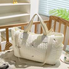 2025 Neuer koreanischer Reisebeutel für Mütter mit großer Kapazität, geeignet auch für Väter; Nützliches Design mit Mehrfachtaschen und funktionalen Fächern zur Aufbewahrung verschiedener Babyartikel; Reißverschluss-Klappe oben für einfachen Zugriff auf Kleidung und Artikel; verziert mit süßem Bären-Patch Dekor für zusätzlichen Spaß