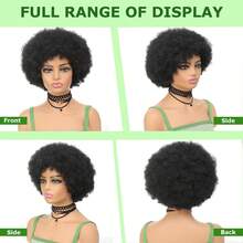 A Piece Synthetic Short African Fluffy Wig,Women's Large Elastic Soft Short Daily Party Wig For Party Halloween Daily Cosplay Wear