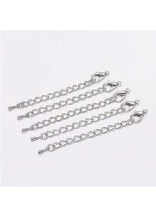 10 件 50/70 毫米银色防锈链，带龙虾扣，泪珠延长链，适用于 DIY 手链项链首饰制作