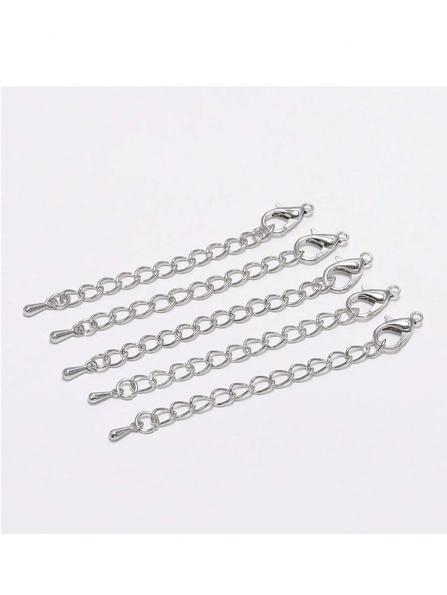 10 件 50/70 毫米银色防锈链，带龙虾扣，泪珠延长链，适用于 DIY 手链项链首饰制作