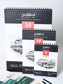 دفتر رسم سبيرال مقوى 1 قطعة، دفتر رسم مائي سميك مقوى 24 ورقة (78 رطل/160 جم/م2) A3/A4/A5، ورق رسم فني خالي من الحمض مناسب للرسم والرسم بالألوان المائية للبالغين والفنانين المبتدئين، هدية عيد الأم، لوازم مدرسية