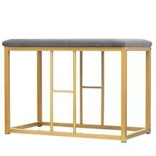 Dining Set (Set, With Dining Table, 4 Small Stools And 2 Large Stools), Kitchen Dining Table Set Made Of Steel Frame, Modern White And Gold, 140*70*76cm, Load Capacity 120 Kg (Old Sku: 29876667AAO)