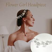 1pc Willow Flower White Bow Pearl Flower Girl Basket, Simple And Beautiful, Suitable For Baby Shower, Baby Birthdays, Gender Disclosure Celebrations, And Festival Celebrations