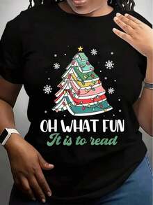 Oh What Fun Read Book Lights Tree Party Snowflake-Shirt AZ1K - màu đen - Xem 1