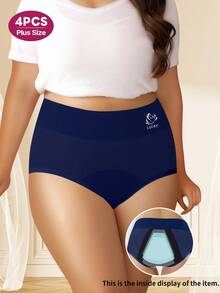 4pcs Plus Size Women's Period Underwear Triangle Physiological Underpants, Leak-Proof, Moisture-Wicking, Sweat-Proof, Breathable Mesh Holes - 彩色 - 查看 3