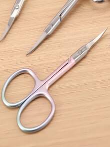 2pcs Stainless Steel Ombre Color Cuticle Nipper With Multi-Function Cuticle Pusher Remover Nail Care Manicure Set