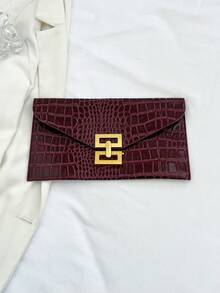 1 Túi cầm tay họa tiết đá giả trơn màu tối giản sang trọng - Màu Đỏ Sâu - Xem 5