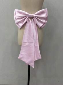 1 件白色缎带双层蝴蝶结配 55 厘米长黑色丝带腰饰情人节