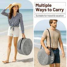 OrdoVault 1pc Stylish Foldable Felt Round Hat Storage Box With Convenient Handle, Perfect For Travel & Home Organization, Ideal For Clothes, Toys, And Accessories, Space-Saving Solution For Closets, Bedrooms, And Dorms, Versatile Design For Both Men & Women, Enhance Your Home Decor While Keeping Your Essentials Neatly Stored - Multicolor - View 2