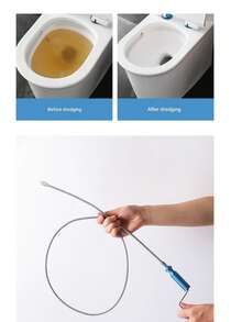 1pc Steel Wire Drain Cleaner, Bathroom Pipe Cleaning Tool, Flexible Steel Wire Sink Drain Clog Remover, Toilet Blockage Unclogging Manual Plunger, Spring Drain Cleaning Tool, Manual Drain Unclogger - Silver - View 10