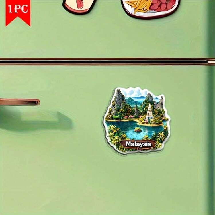 1pc Kuala Lumpur Skyline Refrigerator Magnet - Petronas Twin Towers & Octagon Design, Acrylic Rubber Soft Magnetic, Colorful Durable Kitchen Office Decor, Christmas Halloween Birthday Gift, Travel Souvenir, Cute Fridge Magnet, Vivid Pattern, Quality Craftsmanship, 2D Flat - Malaysia - View 6