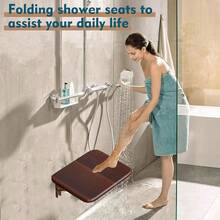 Folding Wall Mounted Shoe Changing Stool, Shoe Wearing Stool Entering Door Stool, High-End Entrance Hall Entrance Foyer Chair, Invisible Household Folding Stool, Bathroom Folding Stool (Grey)