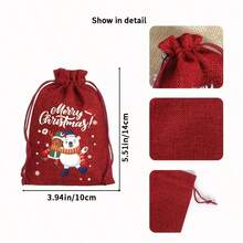 12 pezzi Borse regalo in iuta per Natale con laccio, 10x14cm, decorate con Babbo Natale e folletti, adatte per gioielli, caramelle e piccoli regali, perfette per feste natalizie e decorazioni natalizie, regali di Natale