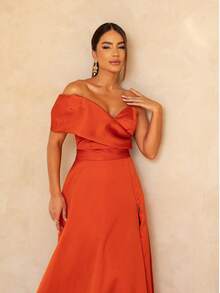 Long Dress With No Sleeves, Strapless, Flared Slit Birthday Party Party Wedding Cocktail Formal And Evening Wedding Guest Prom - 地球 - 查看 4