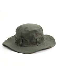 1pc Men/Women Quick Drying Solid Color Fishing Hat, Wide Brim Casual Outdoor Sun Hat, Polyester Material