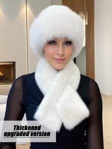 2pcs Feather Acrylic Fringed Edge Bucket Hat Set, Autumn/Winter Valentines Gift