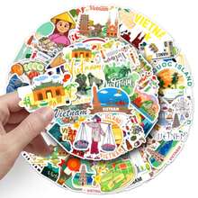 50pcs Vietnamese Cuisine Spring Roll Cartoon Creative DIY Luggage Notebook Decorative Stickers - Multicolor - View 7