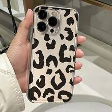 1pc Transparent Minimalist Space Case Lens Protection Personalized Full Screen Black Leopard Print Pattern With Lanyard Phone Case, Compatible With Iphone 16 Pro Max, 17/16/15/14 Plus/13/12/11, Air, Series - Multicolor - View 5