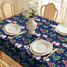 1pc Christmas Snowman, Tree, Candy, Santa Hat Digital Print Tablecloth, Rectangular Durable Polyester Fabric, Suitable For Home, Kitchen, Garden, Holiday Parties, Weddings, Restaurants And Banquet Decorations, Christmas Holiday Decor - Multicolor - View 12