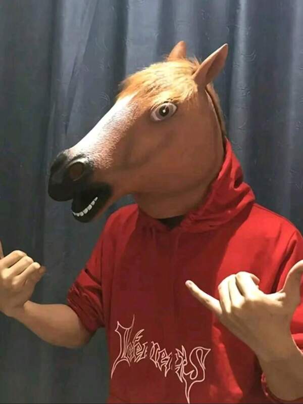 1pc/Horse Head Mask Headgear, Funny Funny Dog Horse Man, Suitable For Halloween And Cosplay Costume Party