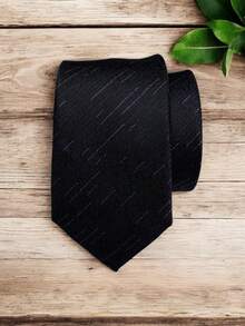 Luxury Men's Skinny Tie Polyester Silk Solid Color Polka Dots Slim Jacquard Groomsmen Tie - 深灰色 - 查看 1