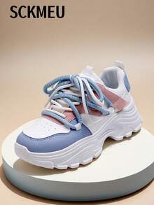 SCKMEU. 1 双时尚女士休闲运动轻便潮流帆布运动鞋 - 淺粉色 - 查看 5