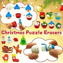 5/10/30/50 3D Christmas Erasers - A Detachable Eraser With Over 30 Different Christmas Elements. Desktop Pets, Classroom Rewards For Back To School Season. Party Gift Holiday Eraser. There Are Graphics Such As Reindeer, Santa Claus, Snowman, Sled, Cake, Etc. [Styles And Colors Are Random] - Christmas Eraser - View 4