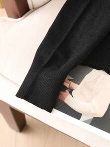 GIGOGOU 女士薄款保暖休闲毛衣上衣，柔软舒适，简约时尚，秋季服装，黑色 - 黑色 - 查看 9