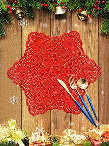 1/4/6pcs Christmas Lace Snowflake PVC Gold Foil Placemats, Christmas Hotel Restaurant Decor Heat Insulation Non-Slip Table Mats, Suitable For Wedding Party, Valentine's Day, Holiday Celebration, Picnic, Birthday Banquet Table Decoration