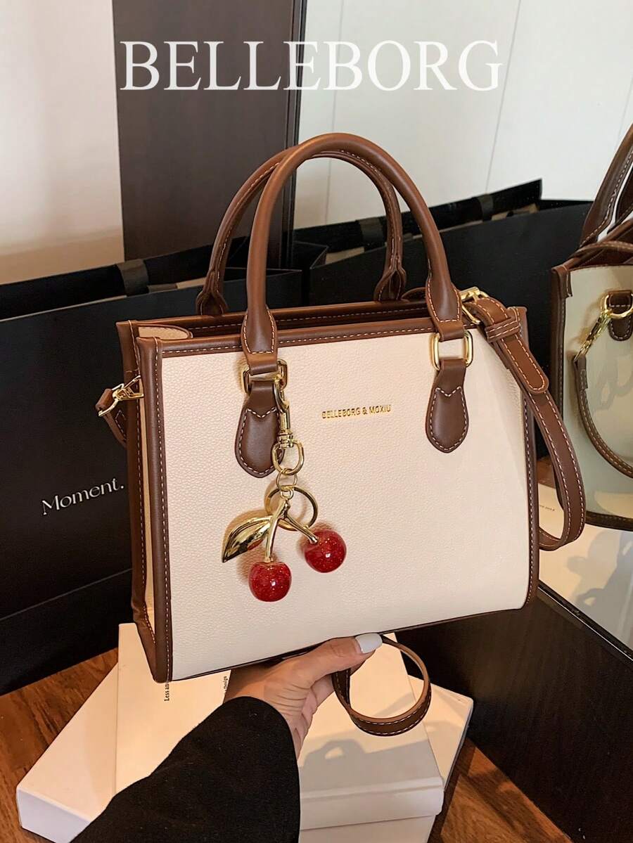 BELLEBORG Vintage Print Handbag With Detachable Strap And Charm - 白色 - 查看 1