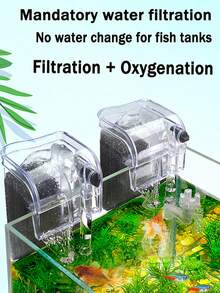 三合一鱼缸过滤器，瀑布式壁挂装置，小型鱼缸增氧循环泵，一体式设计，USB通用接口，自动循环过滤，增加微型鱼缸氧气含量，专用壁挂式，无需安装 - 彩色 - 查看 5