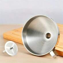 1PC Stainless Steel Funnel, Funnel Kitchen Conical Oil Spout, Wine Spout, Round Tube With Handle Funnel, Wine Spout, Filter Mesh, Large-Diameter Stainless Steel Funnel, Conical Funnel, Oil Spout Hanging Type, Kitchen Home Use For Pouring Wine Or Oil