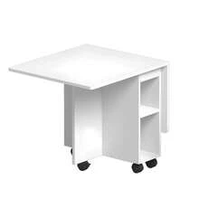 Folding Dining Table Set With 4 Chairs / Dining Table With Storage / Space-Saving Design / With 6 Wheels / Suitable For Family Gatherings And Afternoon Tea, White - 白色 - 查看 11