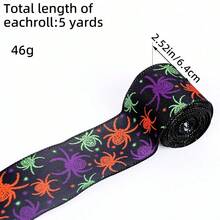 1pc Creative Halloween Spider Print Ribbon, Spooky Party Decor Streamer, DIY Craft Supplies - Perfect Gift