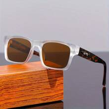Square Frame Multi-Color High-End  Glasses, New Retro Square Frame Glasses, Unisex Daily Outdoor Party Decoration, Great Gift - Khối màu mai rùa - Xem 9