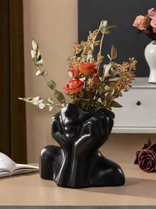 Resin Vase, Female Head And Bust Vase Bohemian Simple Ornaments Modern Nordic Style Flower Arrangement Vase Is Suitable For Home Living Room Office Bookshelf Decoration. Also Suitable For Kitchen Storage And Other Purposes.