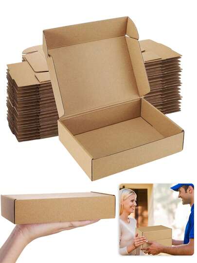 8 piezas/4 piezas/1 pieza - Cajas de envío a granel de color marrón, cajas de correo con cerradura para pequeños negocios, cajas de regalo de cartón medianas para envolver regalos por correo - Embalaje de regalo - Embalaje de regalo pequeño