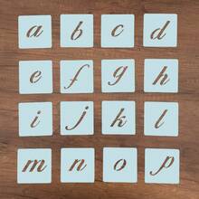 65 piezas de plantillas de plástico reutilizables de 2 pulgadas con letras, números y símbolos en estilo caligráfico para pintura en madera - plantillas de arte y manualidades, de vuelta a la escuela, útiles escolares - lechoso - Ver 6