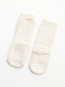 1 Pair 0-3 Years Old Baby Solid Color Thickened Anti-Slip Mid-Calf Socks