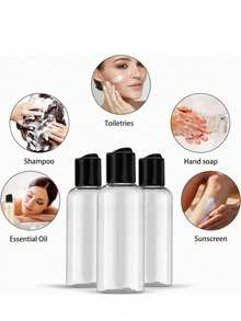 TSA Approved Travel Bottles - 3.4oz/100ml Leak-Proof Refillable Plastic Bottles For Shampoo, Conditioner, Lotion - Transparent Travel Toiletry Set (With Carrying Bag, 4 Pcs, Black), Unisex - Multicolor - View 4